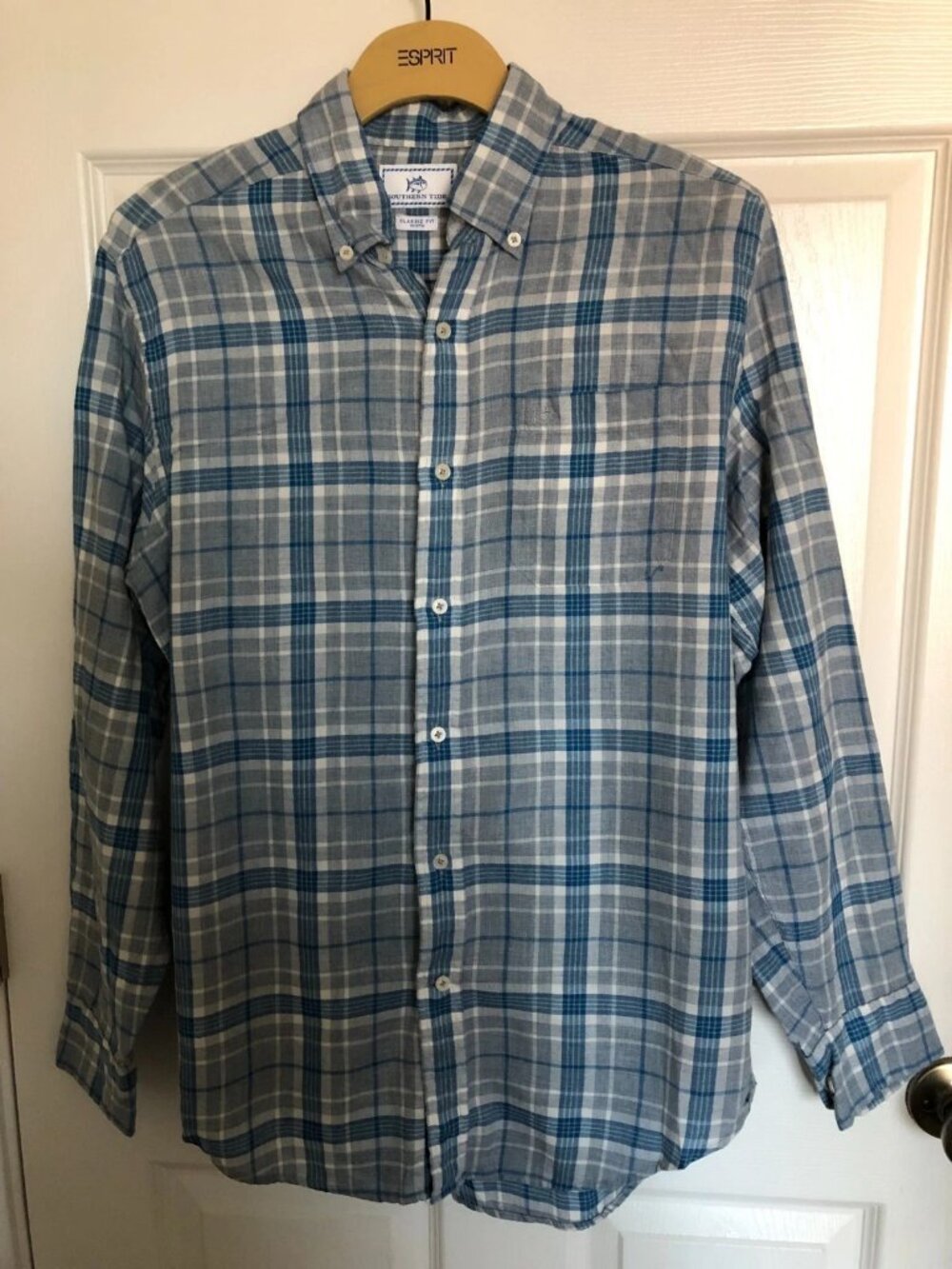 Southern Tide Blue Plaid Flannel Button Front Shirt Size Small
